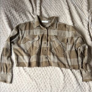 OAK + FORT Checkered Shirt in Olive and Cream